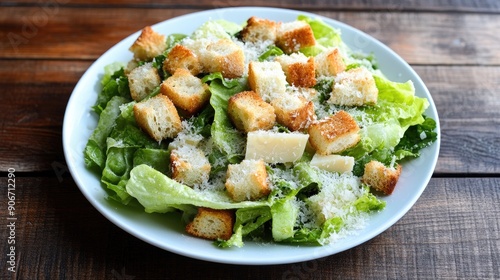 Classic Caesar salad with crisp romaine lettuce, croutons, and parmesan cheese.