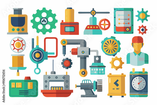  A set of bunch of realistic vector industrial design icons. Featuring tools, machinery, and product prototypes, vector art illustration