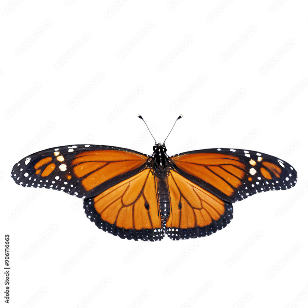 Captivating Monarch Butterfly Displaying Bright Orange Wings on a White Background Captivating Monarch Butterfly Displaying Bright Orange Wings on a White Background