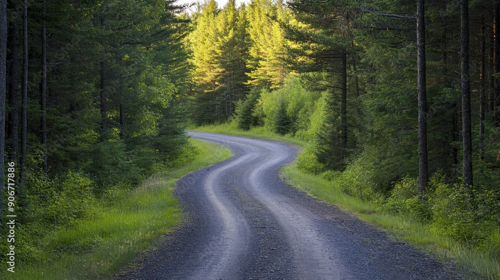 Serene Gravel Road Through Pine Forest - Rustic and Rural Charm Serene Gravel Road Through Pine Forest - Rustic and Rural Charm