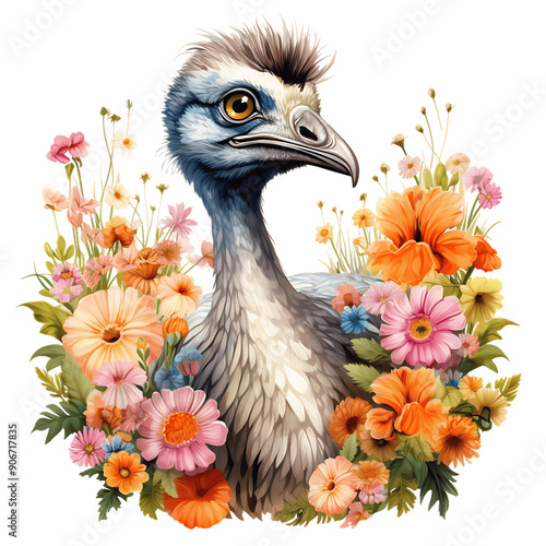 watercolor emu clipart illustration photo