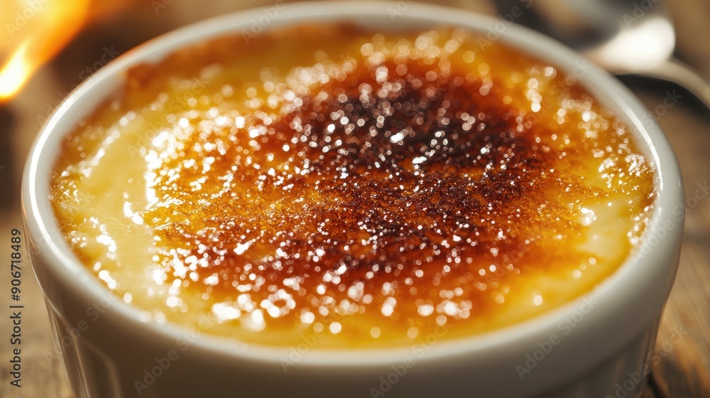 Elegant serving of with a caramelized sugar crust. Elegant serving of with a caramelized sugar crust.