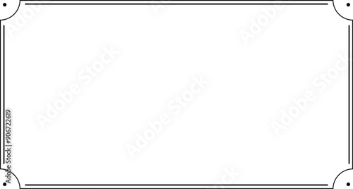 Rectangle black frame border with 15x8 scale ratio for web presentation, social story, or 16x9 project, cutout, isolated.