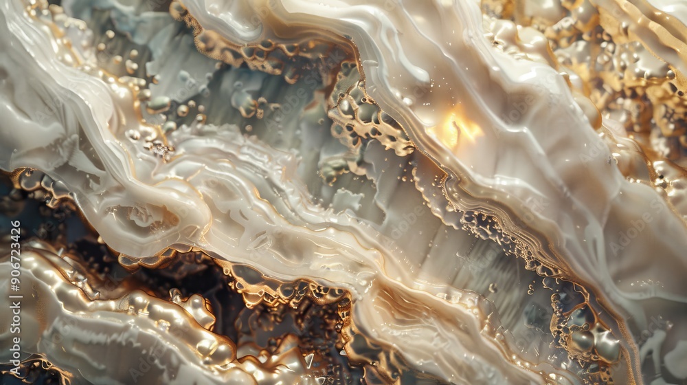 Abstract close-up of golden and creamy liquid with detailed textures and lighting effects, 3d background Abstract close-up of golden and creamy liquid with detailed textures and lighting effects, 3d background