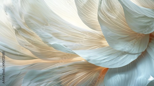 Wallpaper Mural Abstract close-up of delicate white petals with intricate veining patterns, luxury background Torontodigital.ca