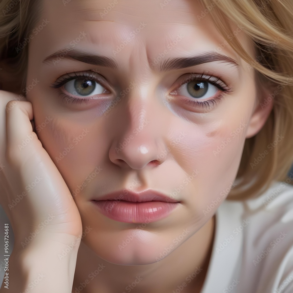Depressed Caucasian white woman with a sad expression Depressed Caucasian white woman with a sad expression
