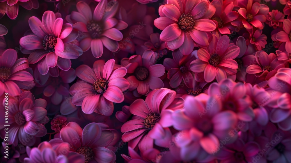 Vibrant magenta flowers with deep shadows and intricate details Vibrant magenta flowers with deep shadows and intricate details