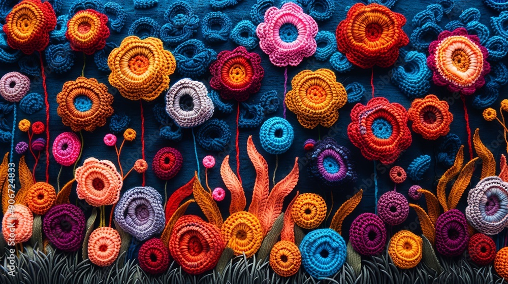 Abstract background featuring crochet patterns in vibrant colors creating a textured and visually appealing design perfect for adding depth and interest to creative projects high resolution Abstract background featuring crochet patterns in vibrant colors creating a textured and visually appealing design perfect for adding depth and interest to creative projects high resolution