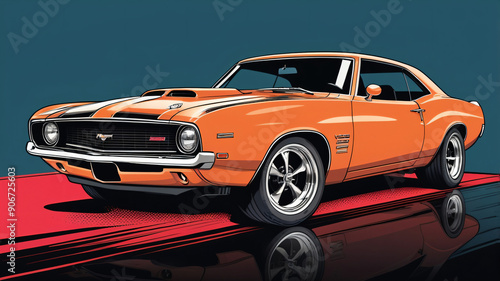 Wallpaper Mural muscle car with pop art and vector style Torontodigital.ca