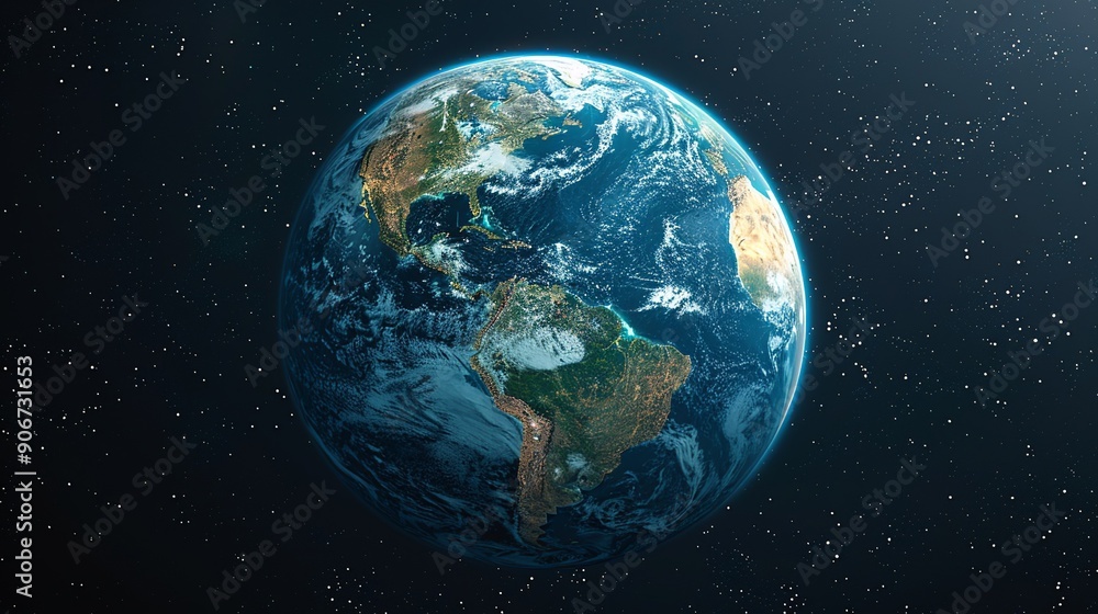 Abstract image of the earth from space with visible signs of climate change such as melting ice caps and altered weather patterns, emphasizing the global scale of environmental issues. high Abstract image of the earth from space with visible signs of climate change such as melting ice caps and altered weather patterns, emphasizing the global scale of environmental issues. high