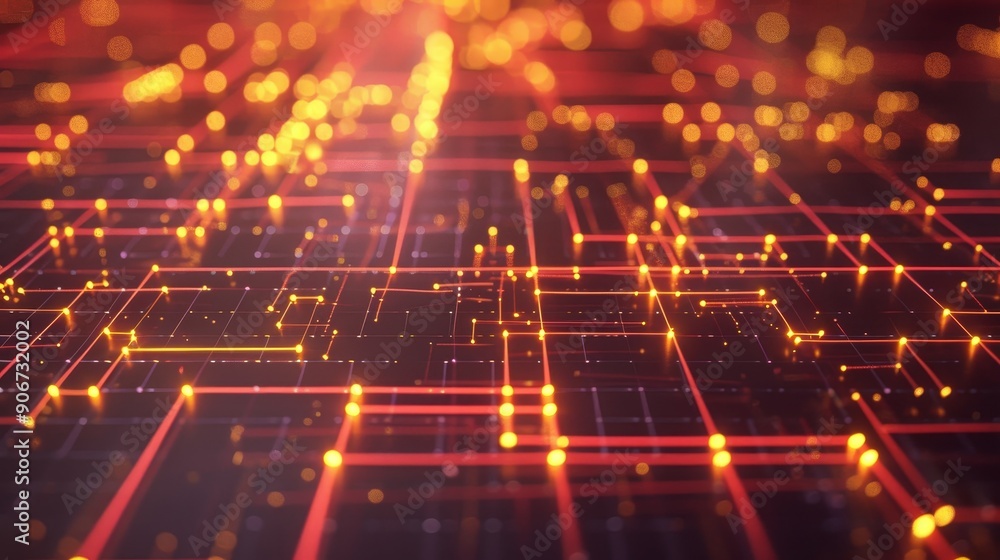 Abstract digital network with glowing lines and nodes in a futuristic design. Abstract digital network with glowing lines and nodes in a futuristic design.