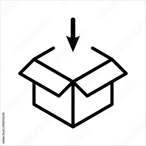 arrow pointing in a box Icon Symbol isolated white background. vector illustration. color editable.