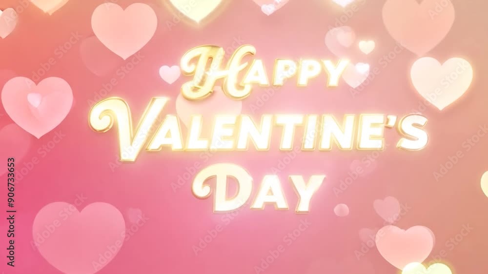 Golden valentine's day text animation with glimmering hearts on a pink background, perfect for romantic occasions and holiday greetings Golden valentine's day text animation with glimmering hearts on a pink background, perfect for romantic occasions and holiday greetings