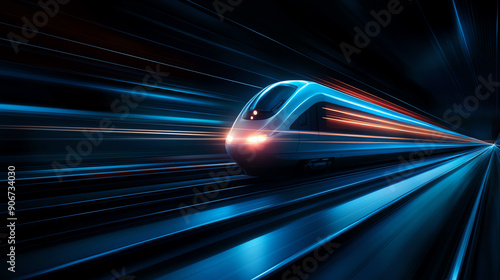 Closeup of a bullet trains nose as it creates shock waves, demonstrating its aerodynamic precision