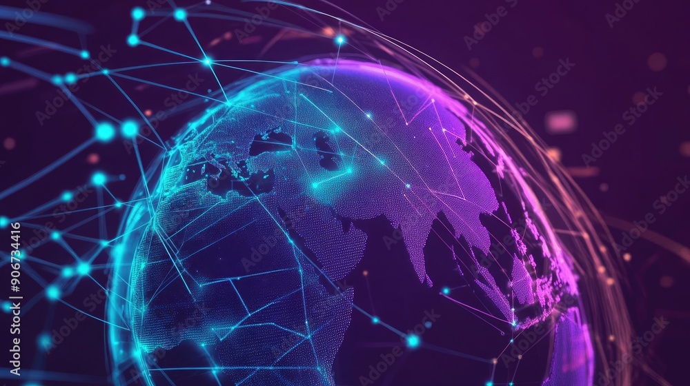 Digital flat design side view global connection theme animation vivid Digital flat design side view global connection theme animation vivid
