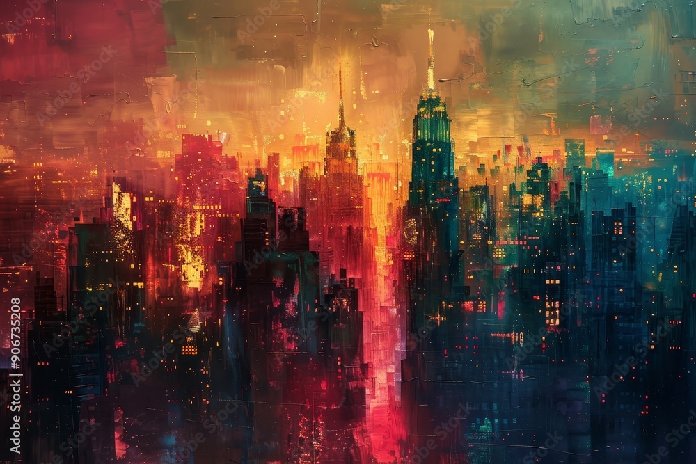 Fototapeta premium Cityscape in Warm Hues