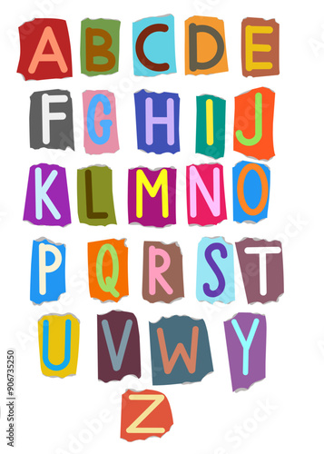 handwritten alphabet clipart set, font Design Element with retro style