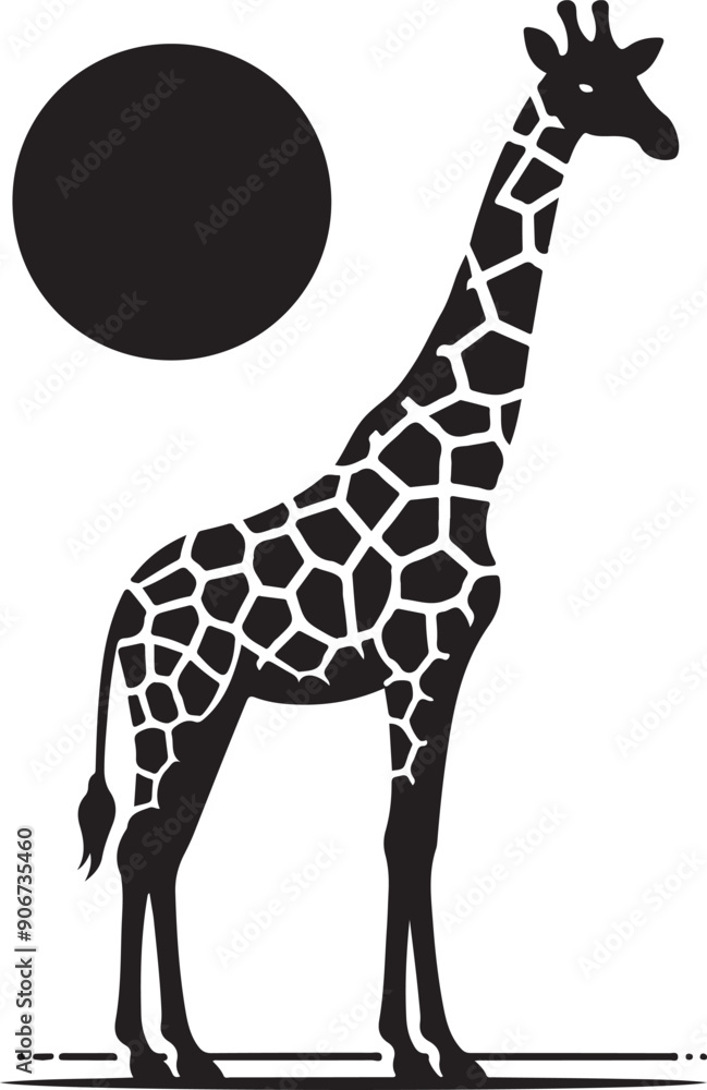 Naklejka premium giraffe vector art,graphics giraffes icons set,vintage illustration giraffe clipart,vector giraffes flat style artwork design