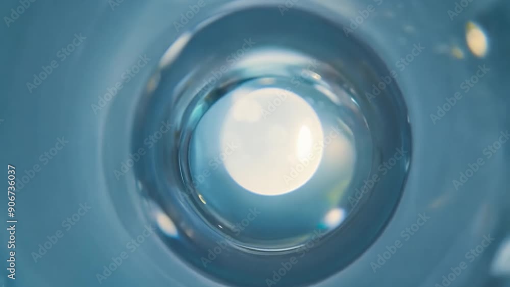 Capturing water being poured into a clear glass, showcasing beautiful light reflections and bubbles. Close-up view focusing on fluid dynamics and optical effects Capturing water being poured into a clear glass, showcasing beautiful light reflections and bubbles. Close-up view focusing on fluid dynamics and optical effects