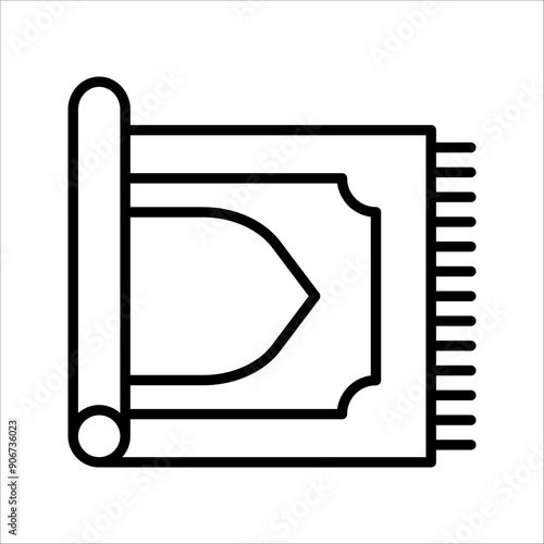 Prayer rug icon on white background. Traditional Islamic Background