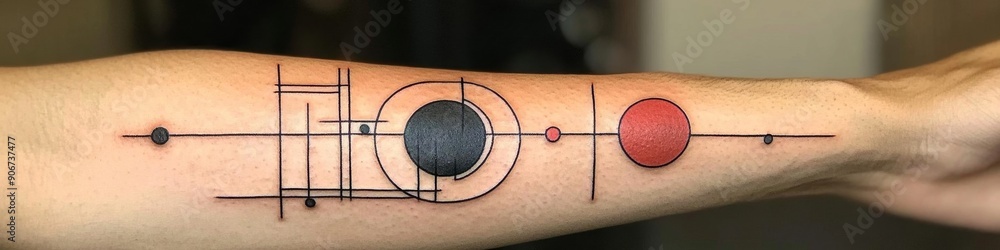 Elegant Geometric Forearm Tattoo Design: Symmetrical Linear Patterns ...