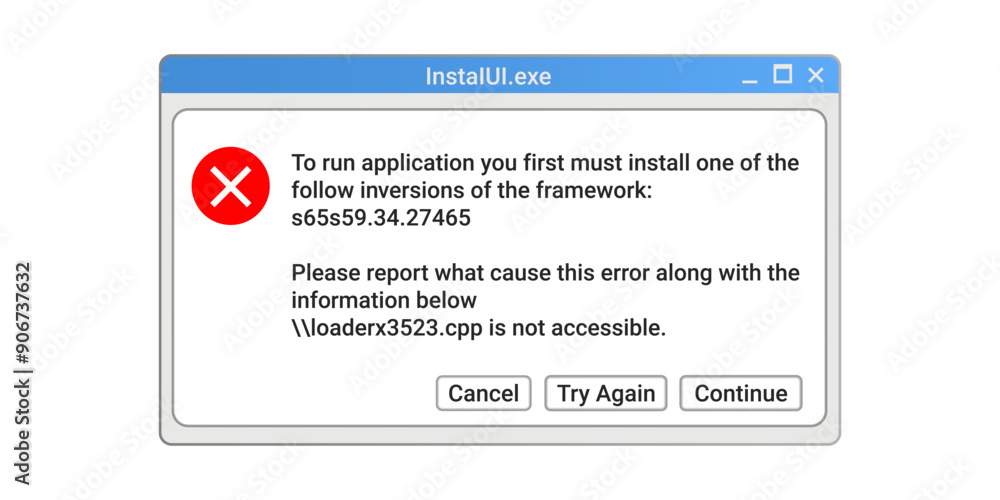 System notification during app install. Retro computer screen showing program crash. System notification during app install. Retro computer screen showing program crash.