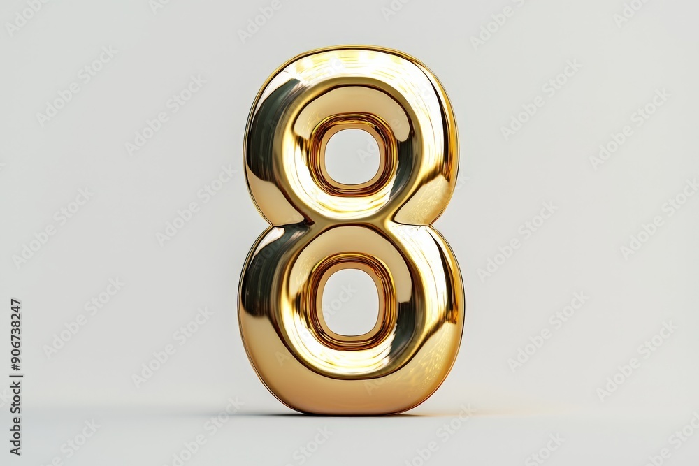 the number 8 / eight made out of gold - isolated top view product photo on white background the number 8 / eight made out of gold - isolated top view product photo on white background