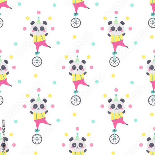 circus seamless pattern with adorable animals