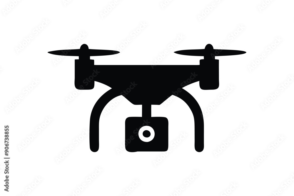 Drone black vector art illustrator isolated on white background Drone black vector art illustrator isolated on white background