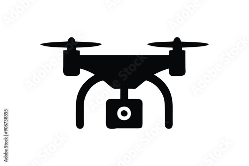 Drone black vector art illustrator isolated on white background