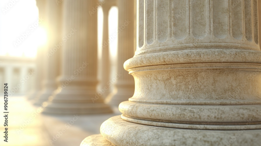 The pillars are made of marble and are standing upright The pillars are made of marble and are standing upright
