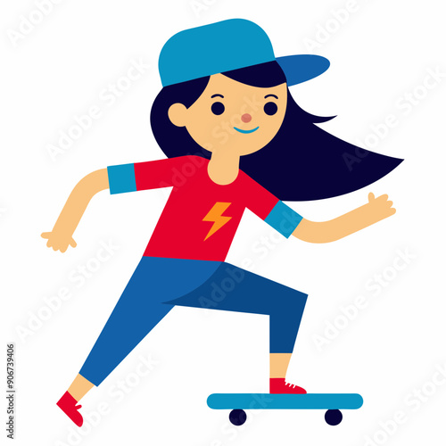  Girl with a skateboard, looking cool