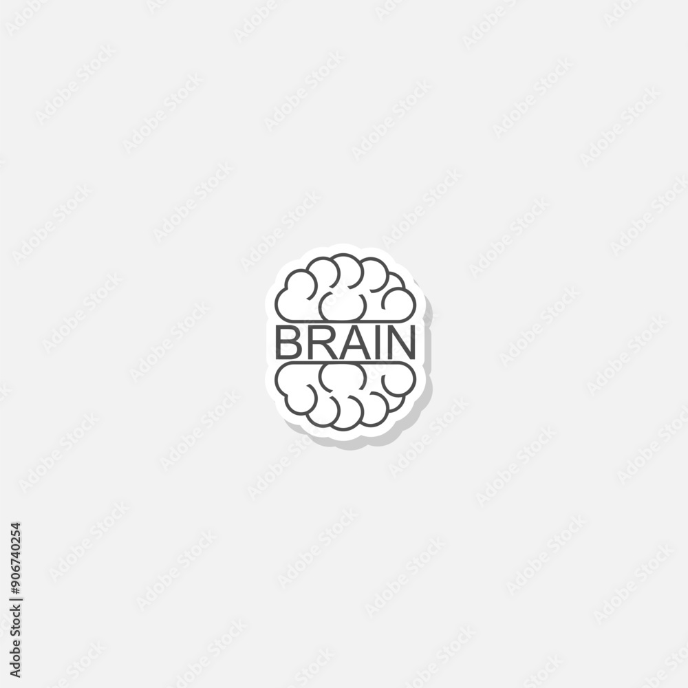 Brain word icon sticker isolated on gray background Brain word icon sticker isolated on gray background