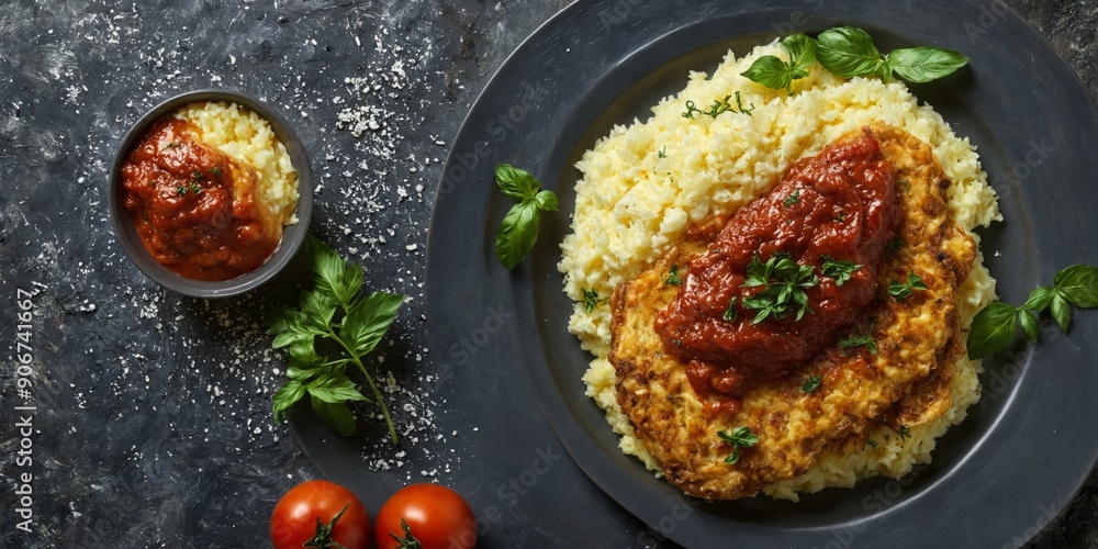 Plate food dark grey background left side plate Argentinian mila