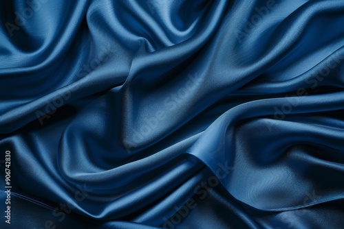 Elegance in Blue: A Luxurious Silk Fabric Background Offering a Smooth and Opulent Texture for Copy Space