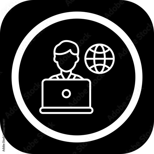 Remote Male Worker Icon Design