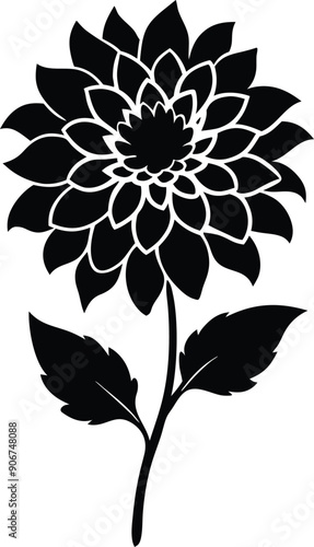 Black and white dahlia silhouette