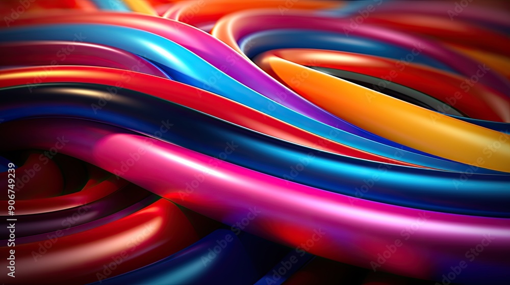 Abstract background with rounded lines, 3d render  