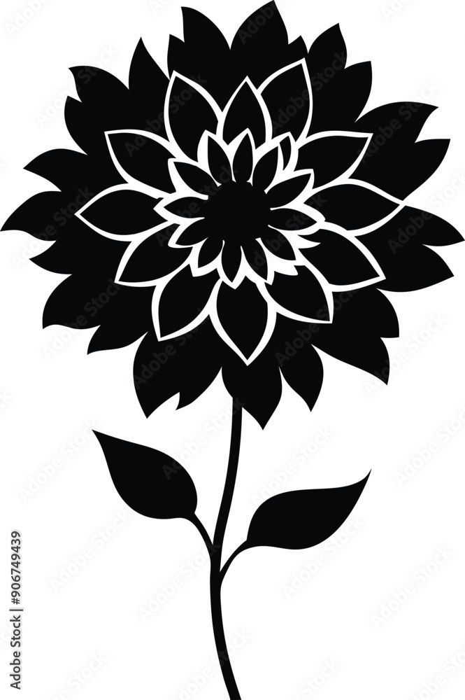 Black and white dahlia silhouette Black and white dahlia silhouette