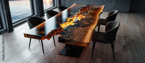 Live Edge Table With Resin Infill - Modern Interior Design photo