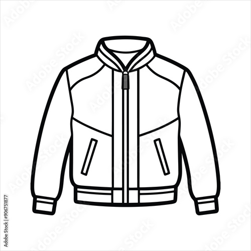 A stylish bomber jacket line art vector