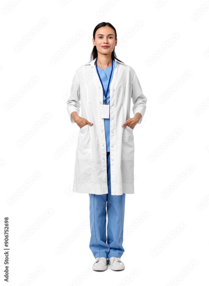 Beautiful nurse in uniform on white background Beautiful nurse in uniform on white background