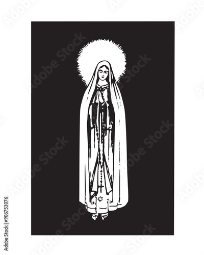 Our Lady of Fatima Illustration Virgin Mary Catholic religious vector