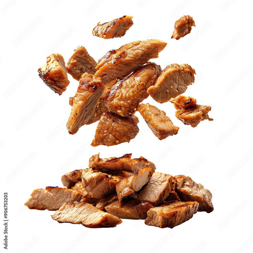 falling Grilled chicken slices chopped meat isolated on transparent background.png
falling Grilled chicken slices chopped meat isolated on transparent background.png