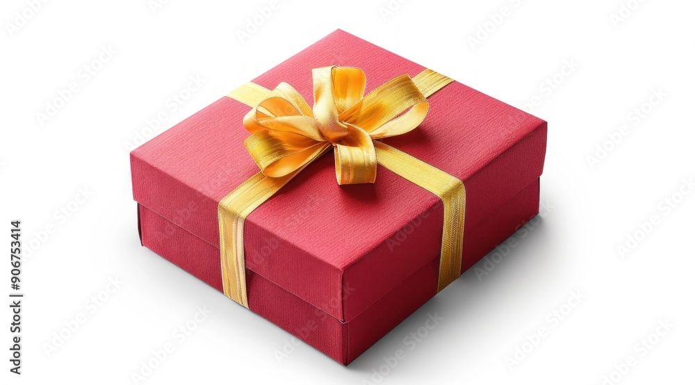 Red Gift Box with Golden Ribbon Red Gift Box with Golden Ribbon