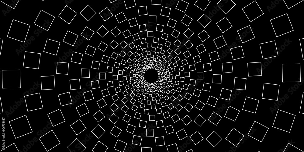 Fototapeta premium Abstract black background with seamless square pattern texture. geometric pattern with white square vector Illustration. floral concept art with interior decoration wall and floor. 