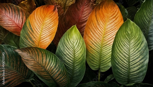 Wallpaper Mural Close-up group tropical plants leaves are large have abstract gr Torontodigital.ca