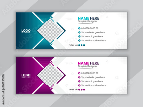 Email signature design template or email footer template and personal cover with premium 2 vector