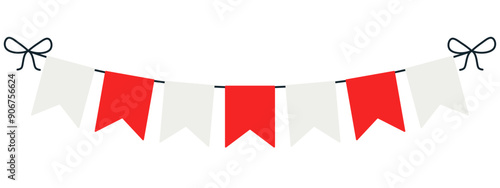Red White Bunting banner. Clipart image isolated on white background