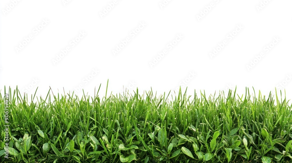 Green Grass Blades Against a White Background Green Grass Blades Against a White Background